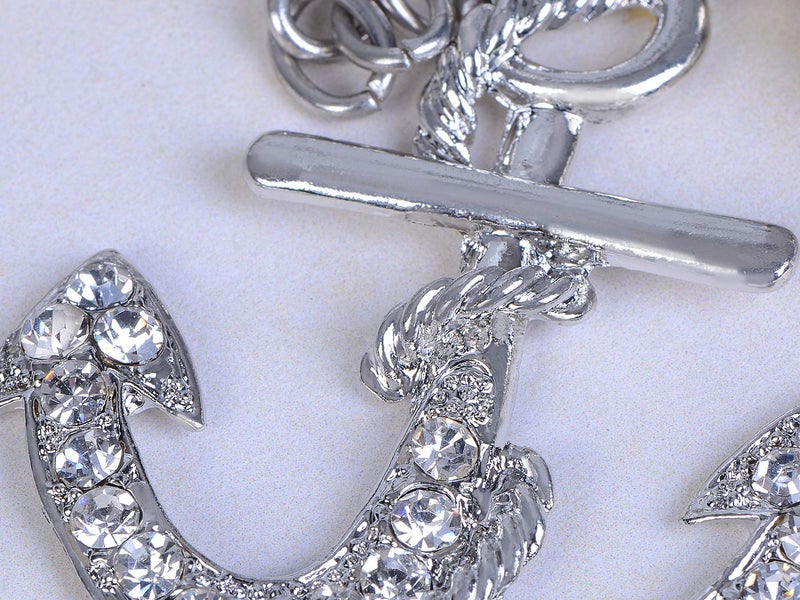 Alilang Silver Tone Clear Rhinestones Nautical Anchor Sailor Key Chain - Image 2